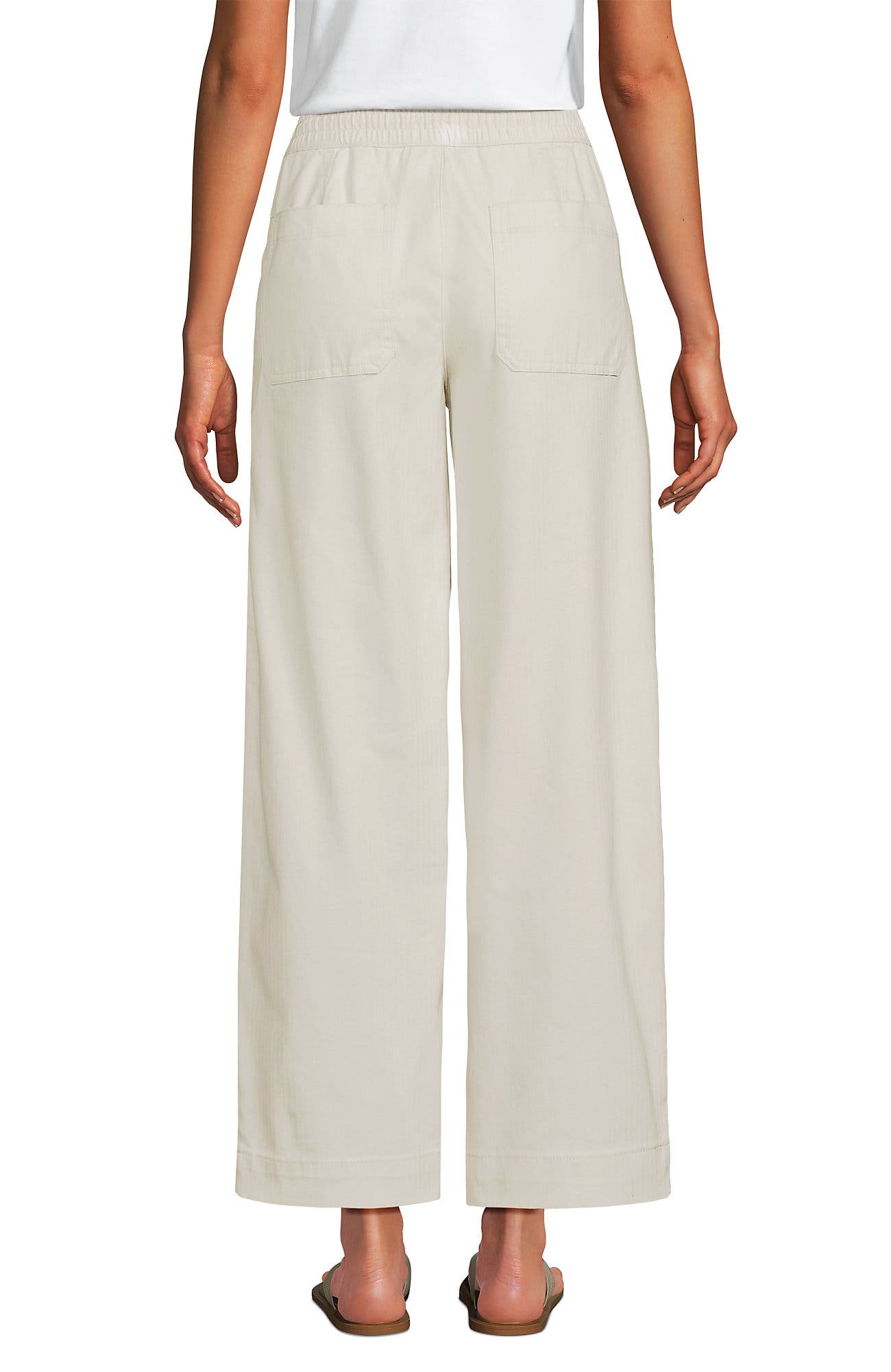 Herringbone Chino High Rise Relaxed Straight Drawstring Ankle Pants - image 2