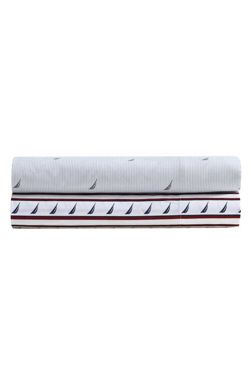Nautica J-class Boat Stripe Sheet Set In Light Grey