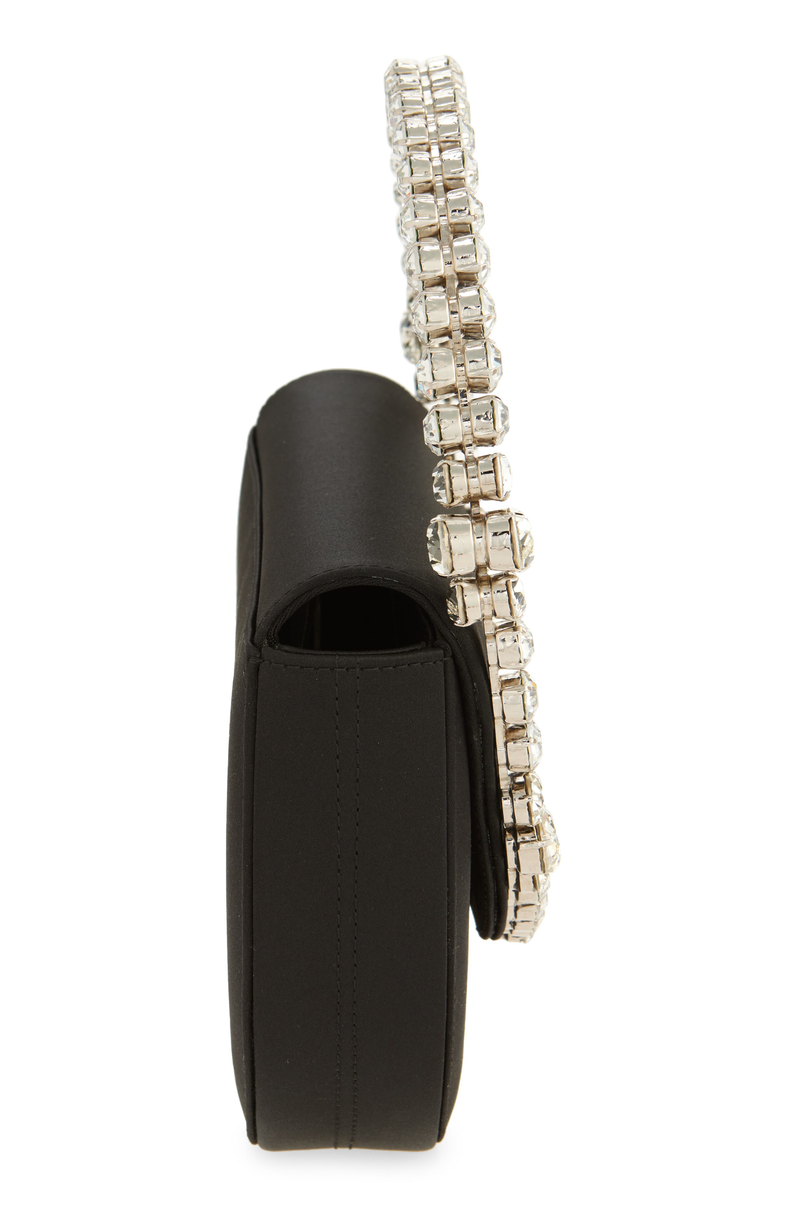 L’alingi Eternity Flap Embellished Satin Clutch, Alternate, color, Black