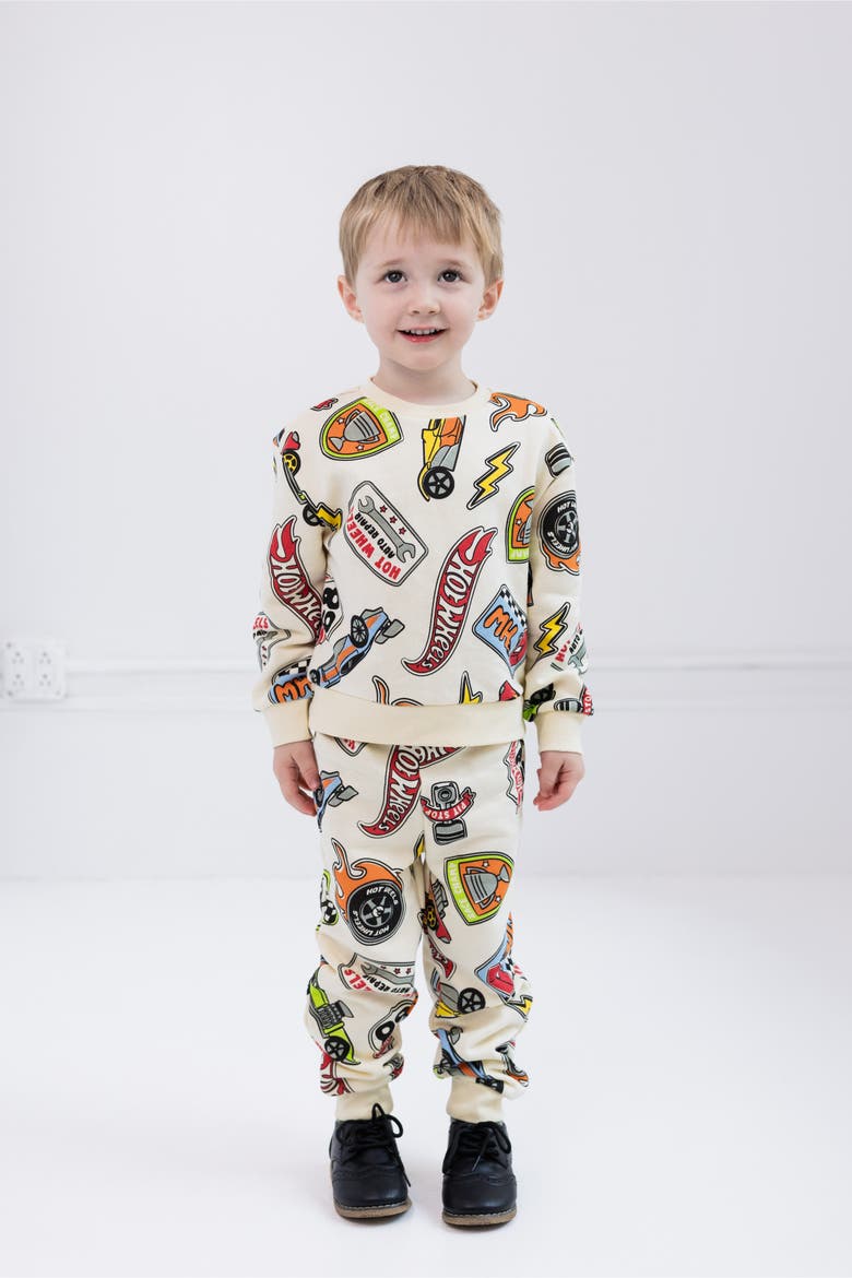 Fleece 2-piece Sweatshirt And Pants Set, Alternate, color, Cream Multi