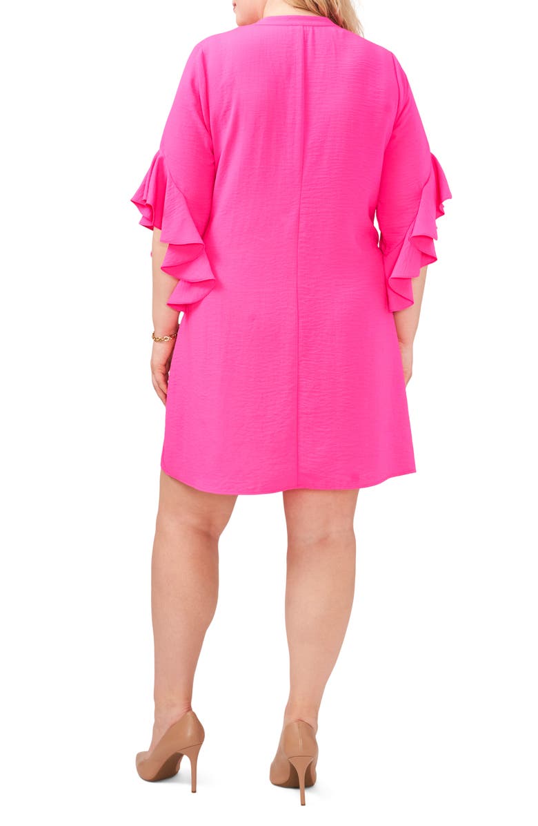 Vince Camuto Flutter Sleeve Shift Dress, Alternate, color, Hot Pink