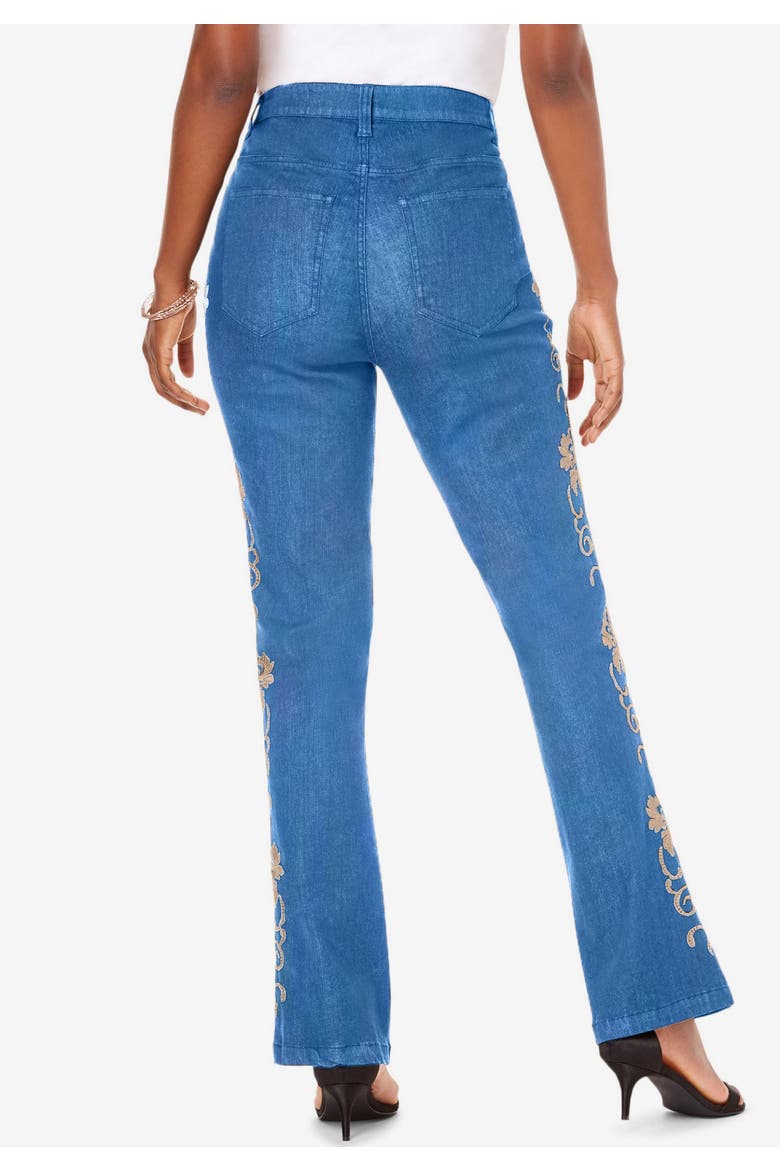 Plus Size Whitney Jean with Invisible Stretch®, Alternate, color, DARK BLUE SWIRL EMBROIDERY