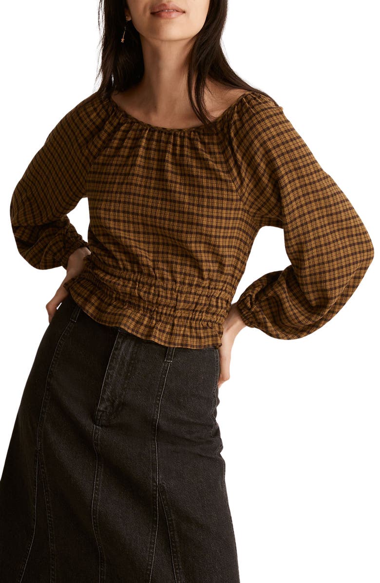 Madewell Plaid Tie Back Cutout Top, Main, color, 