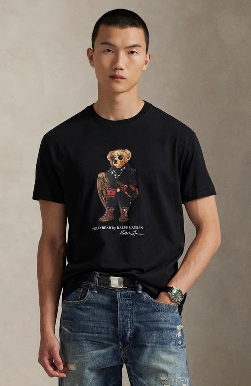 Polo Ralph Lauren Slim-fit Crew Neck T-shirt With Graphic Bear Print In Black