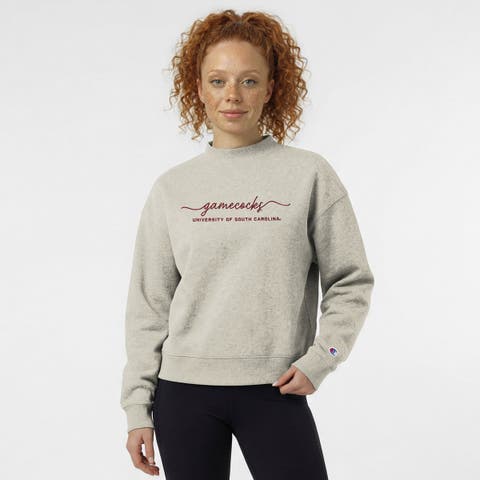 Women's Champion Heather Gray South Carolina Gamecocks Triumph Mock Neck Sweatshirt
