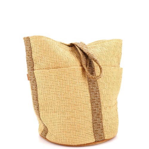 Pre-owned Hermes Hermes Saxo Handbag Woven Straw Gm In Brown