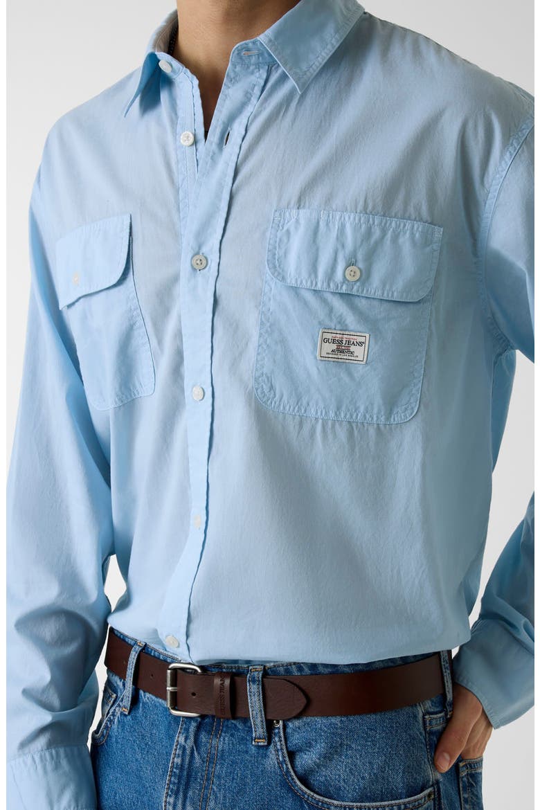 Boxi Cotton Button-Up Shirt, Alternate, color, OPEN BLUE
