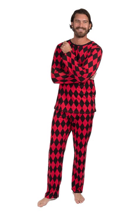 Men
s Loose Fit Cotton Matching Family Holiday Pajamas, Classic 
Geometric Patterns