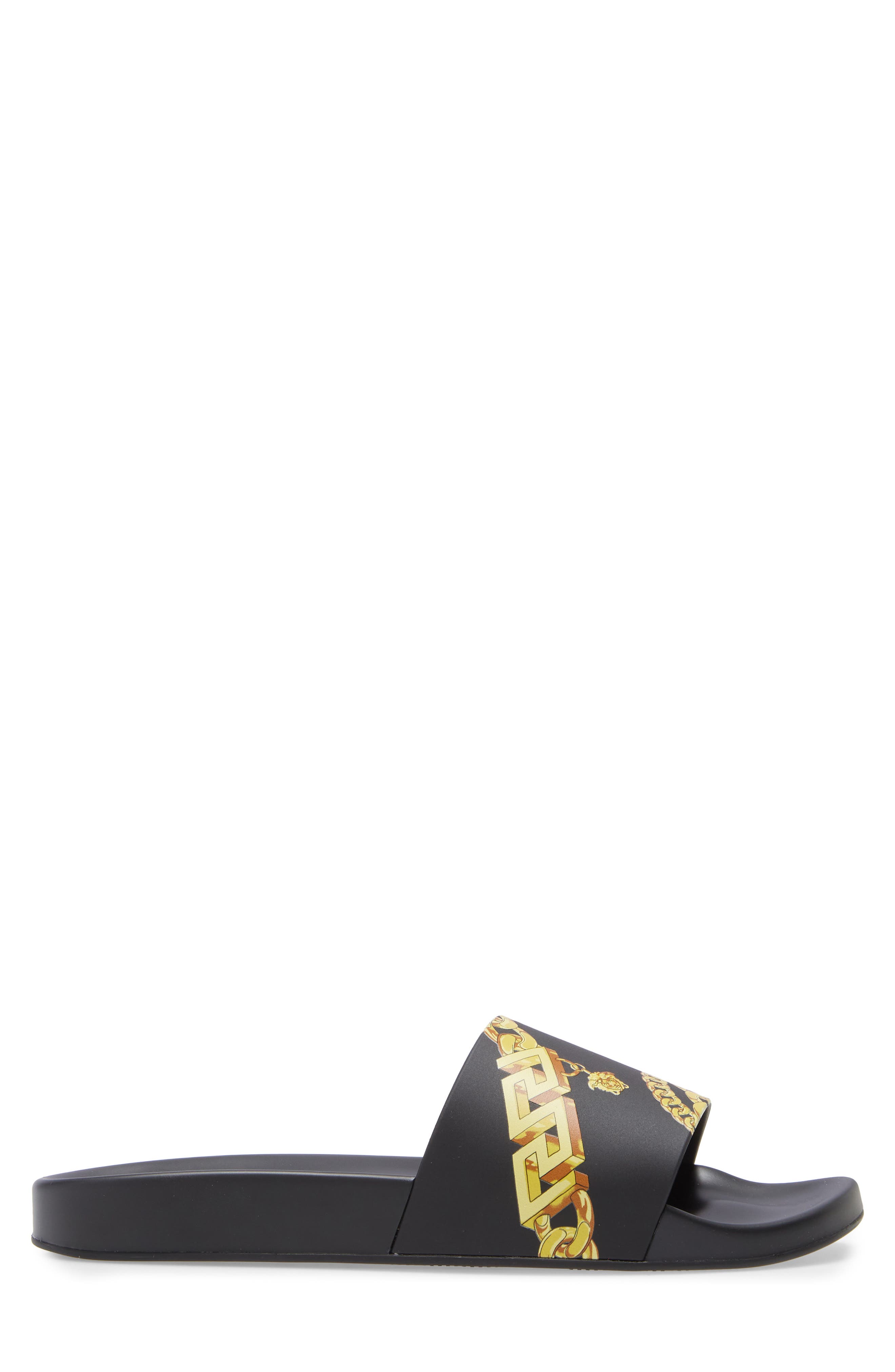 Versace Chain Print Slide Sandal, Alternate, color, 