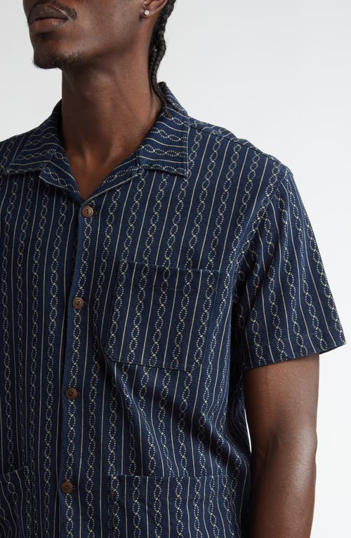 DOUBLE RL DOUBLE RL STRIPE COTTON JERSEY CAMP SHIRT