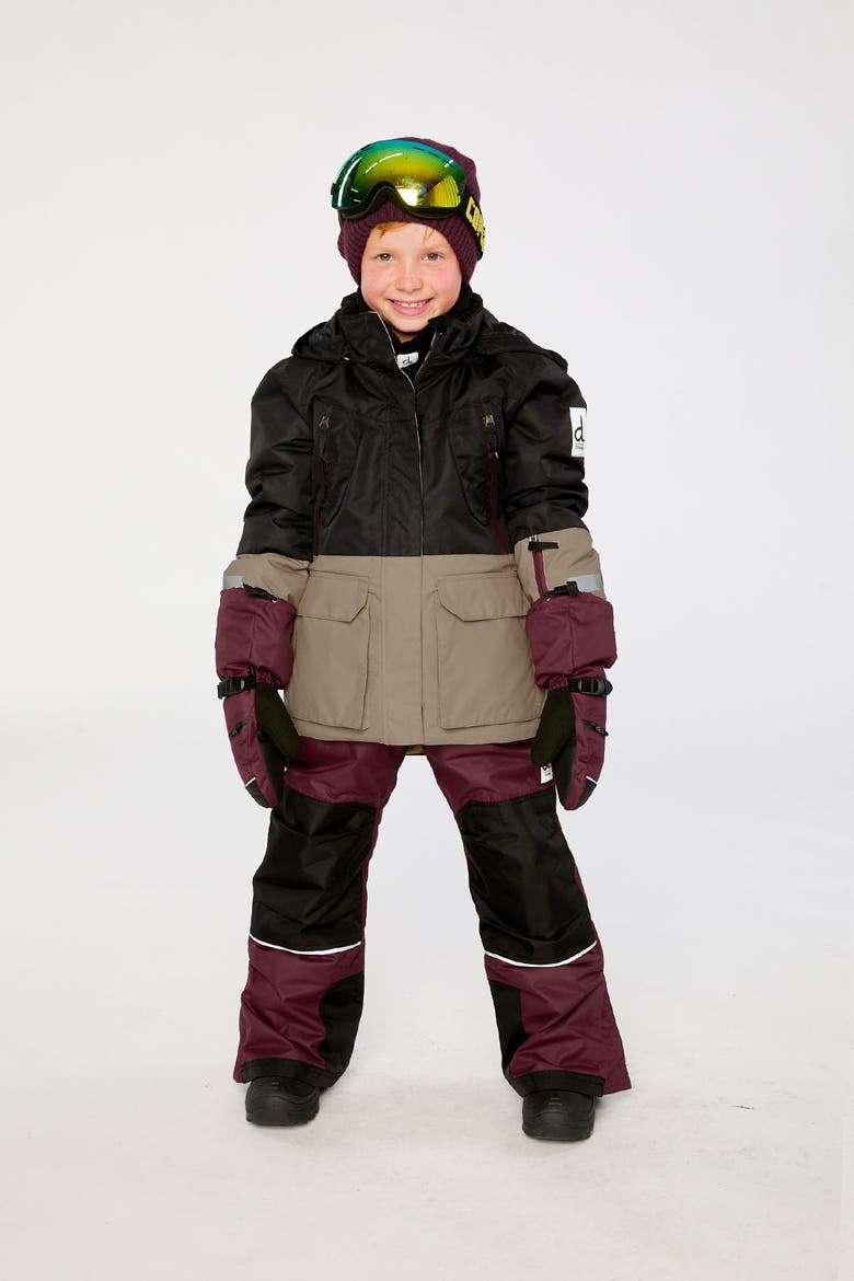 Teknik Fleece Lined Jacket & Pants Two Piece Snowsuit, Alternate, color, Black, Beige and Burgundy