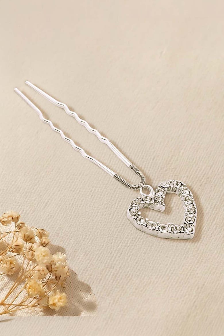 Crystal Heart Silver Pin, Alternate, color, Silver