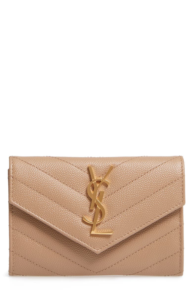 'Monogram' Quilted Leather French Wallet, Main, color, CHENE