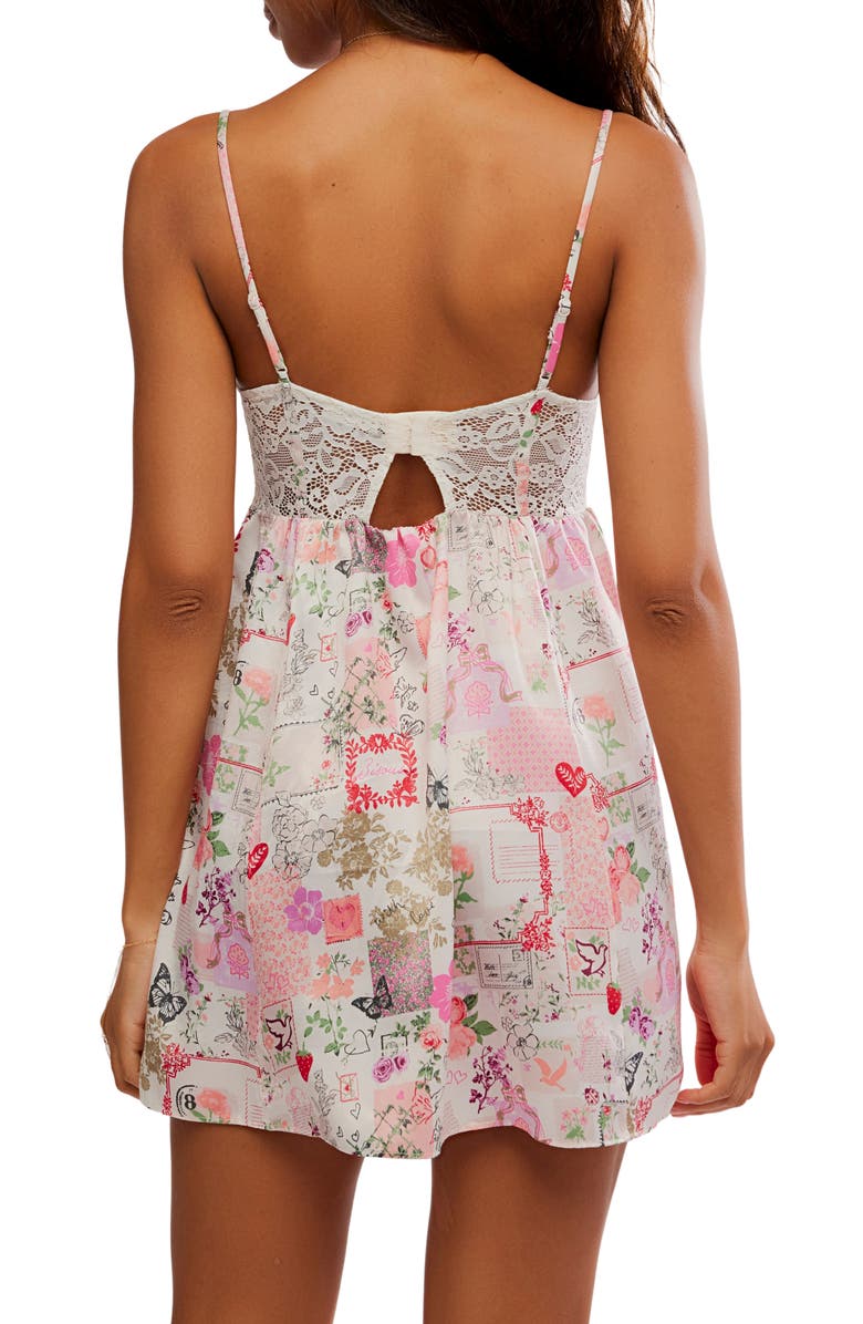 Free People Midnight Muse Mini Nightgown, Alternate, color, Ivory/ Floral Print Combo