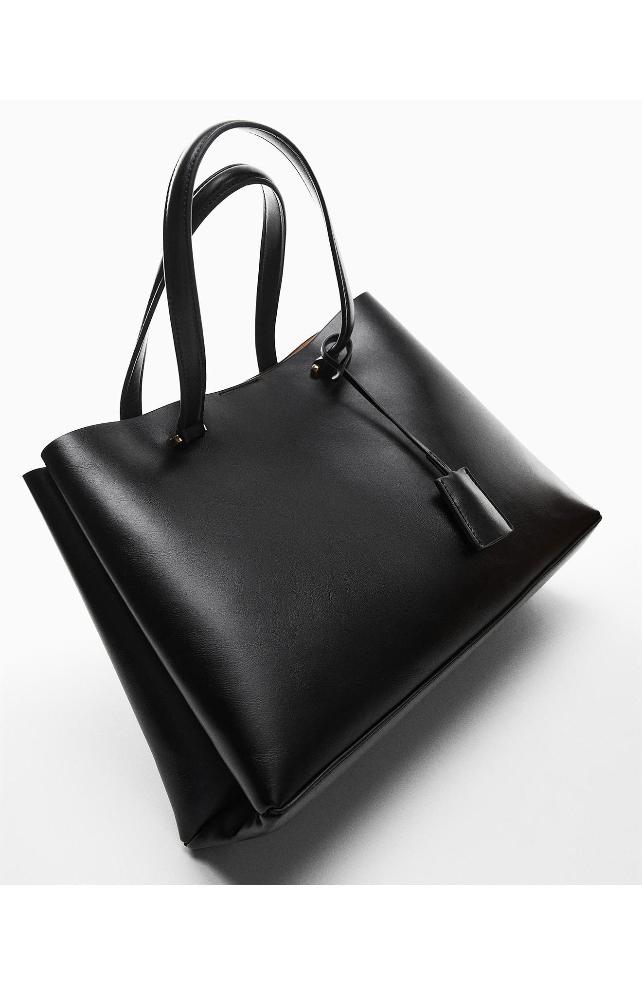 MANGO Faux Leather Shopper, Alternate, color, 