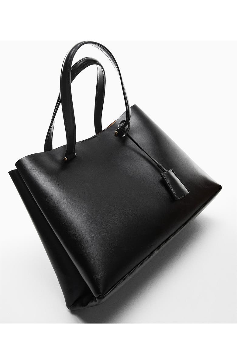 MANGO Faux Leather Shopper, Alternate, color,