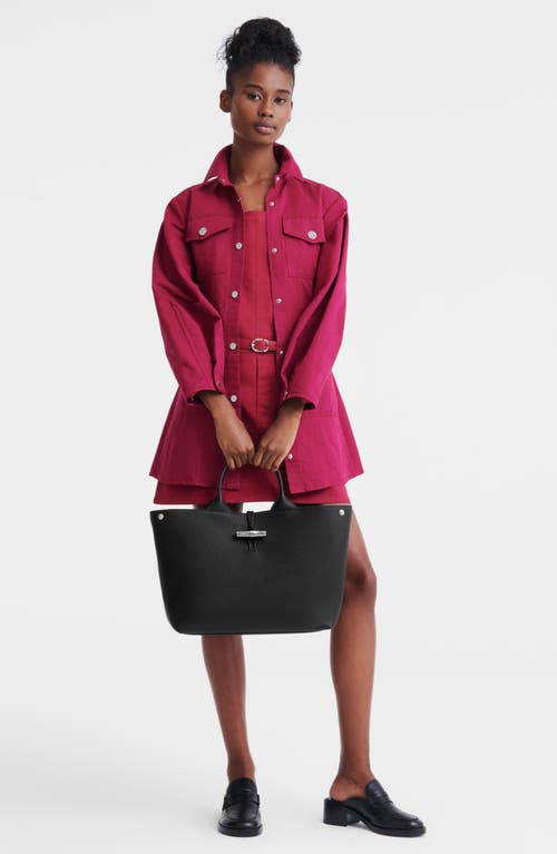 Longchamp Larger Le Roseau Leather Tote In Black