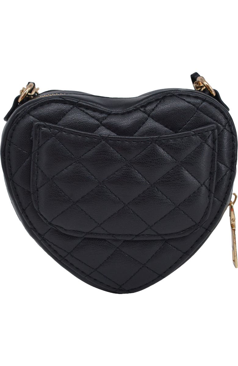 bebe Solana Quilted Heart Crossbody Bag, Alternate, color, Black