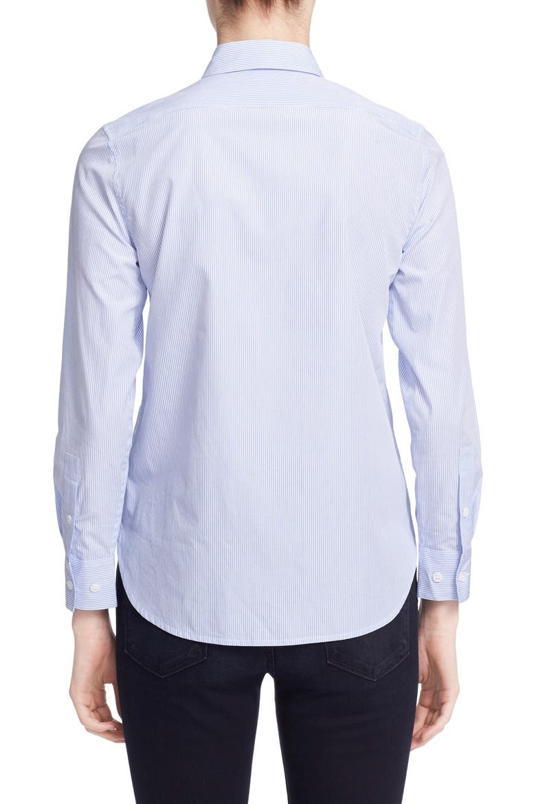 'Leema' Pocket Detail Stripe Cotton Shirt, Alternate, color, BLUE