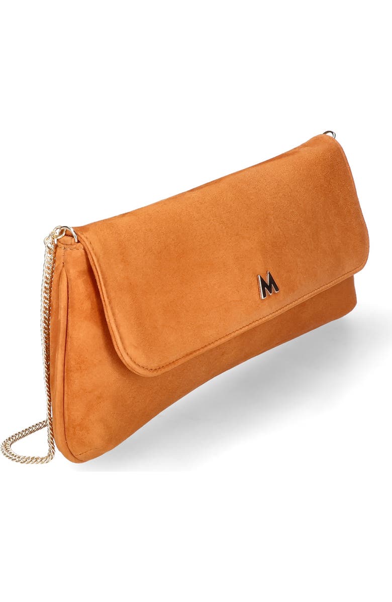 MASCARO Medium Leather Clutch With Cross Body Chain Strap, Alternate, color, Rust