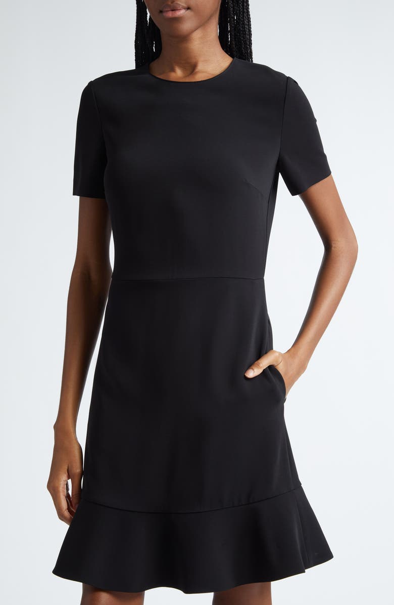 Stella McCartney Iconic Stretch Cady Fit & Flare Dress, Alternate, color, Black