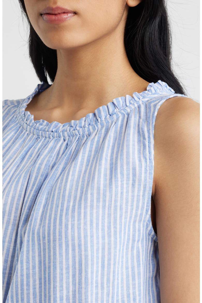 Saison Sleeveless Tiered Linen & Cotton Dress, Alternate, color, ICE FLOW