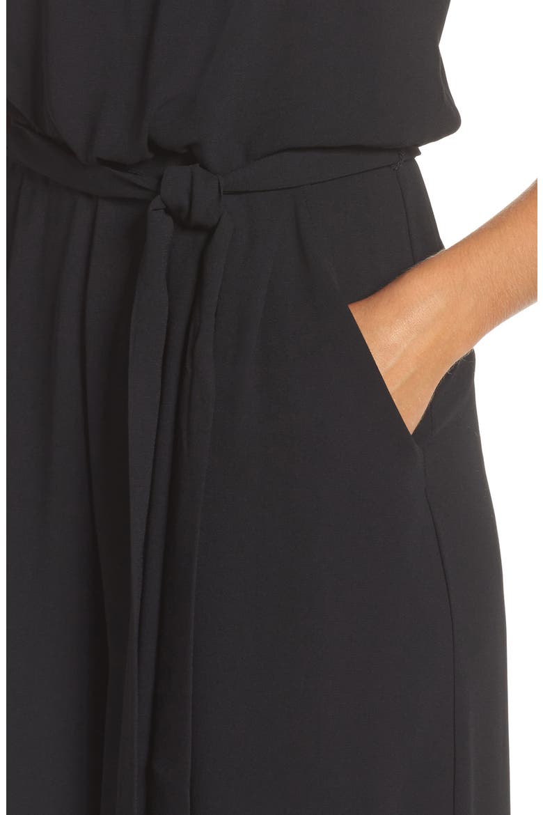 Moss Crepe Wide Leg Jumpsuit, Alternate, color, BLACK