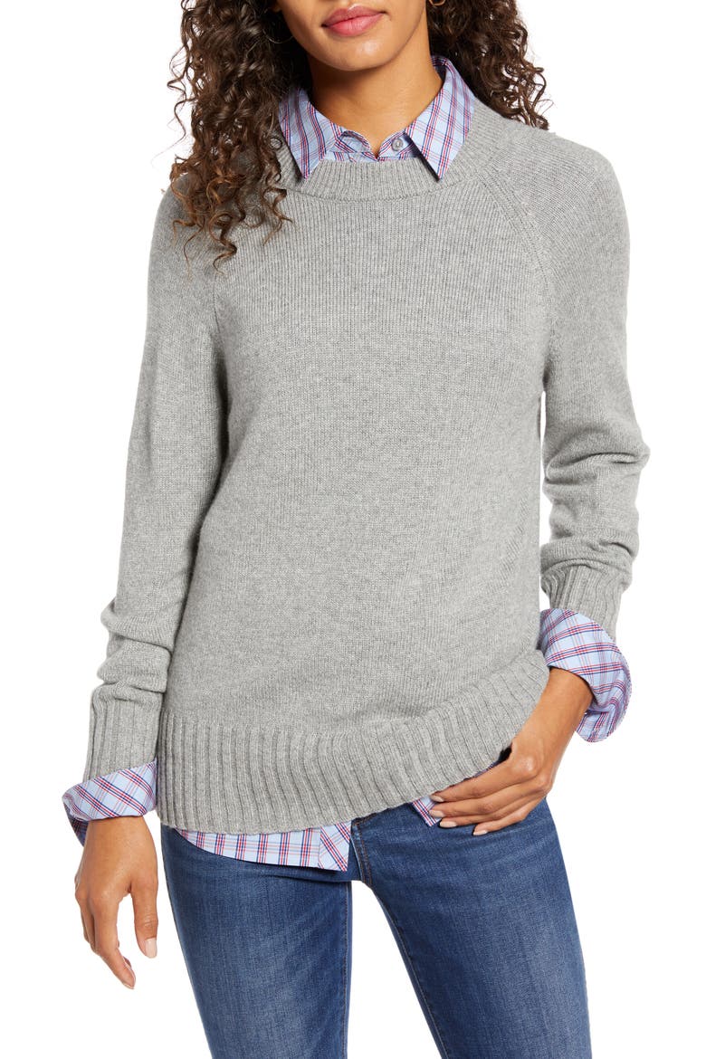 Side Button Sweater, Main, color, GREY HEATHER