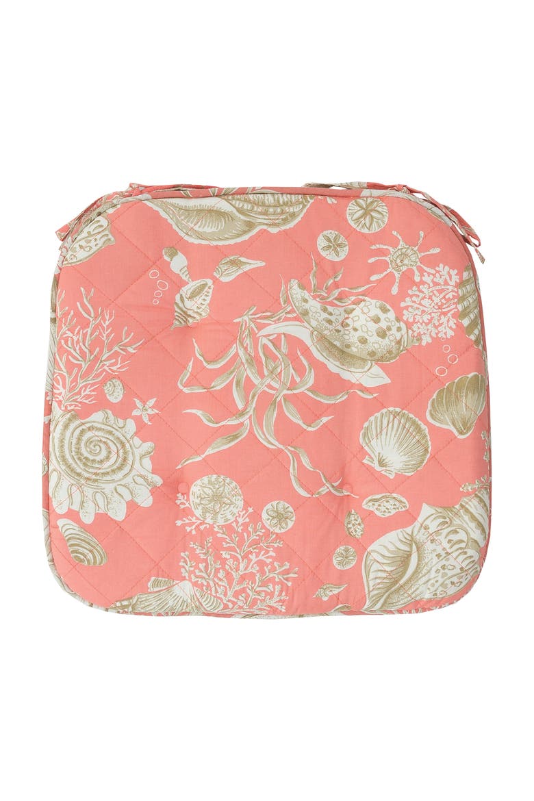 Pink Nautical Shells & Coral Single Chair Pad Cushion 17", Alternate, color, Blue