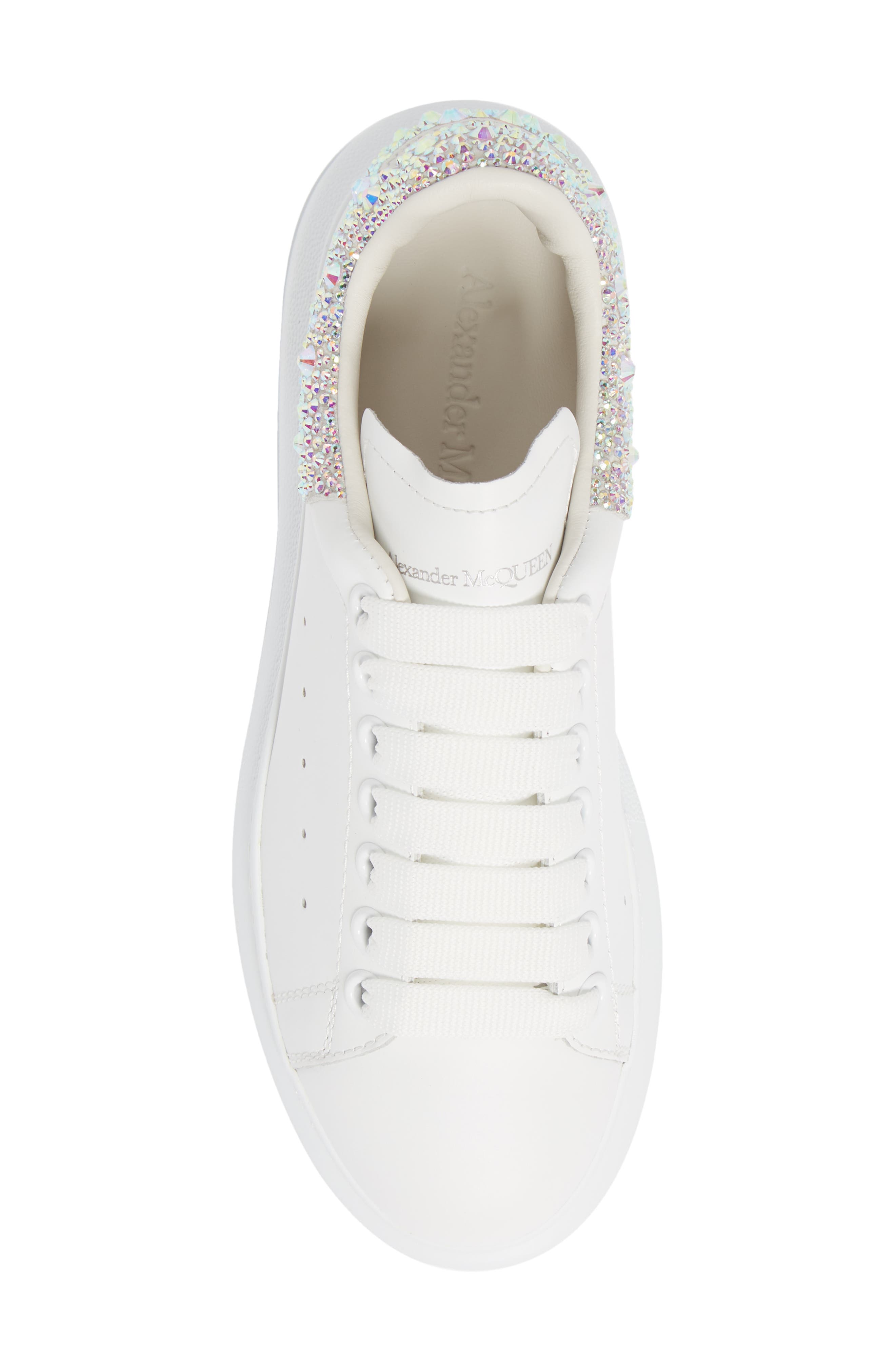 Oversized Crystal Embellished Sneaker, Alternate, color, WHITE