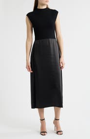 BOSS Ferdolini Mixed Media Midi Dress