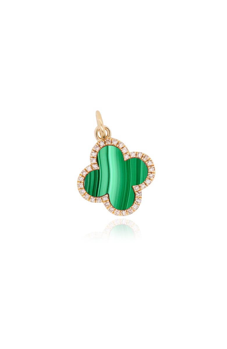 The Lovery Fine Jewelry Malachite Diamond Clover Charm, Main, color, Malachite