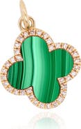 The Lovery Fine Jewelry Malachite Diamond Clover Charm