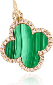 The Lovery Fine Jewelry Malachite Diamond Clover Charm