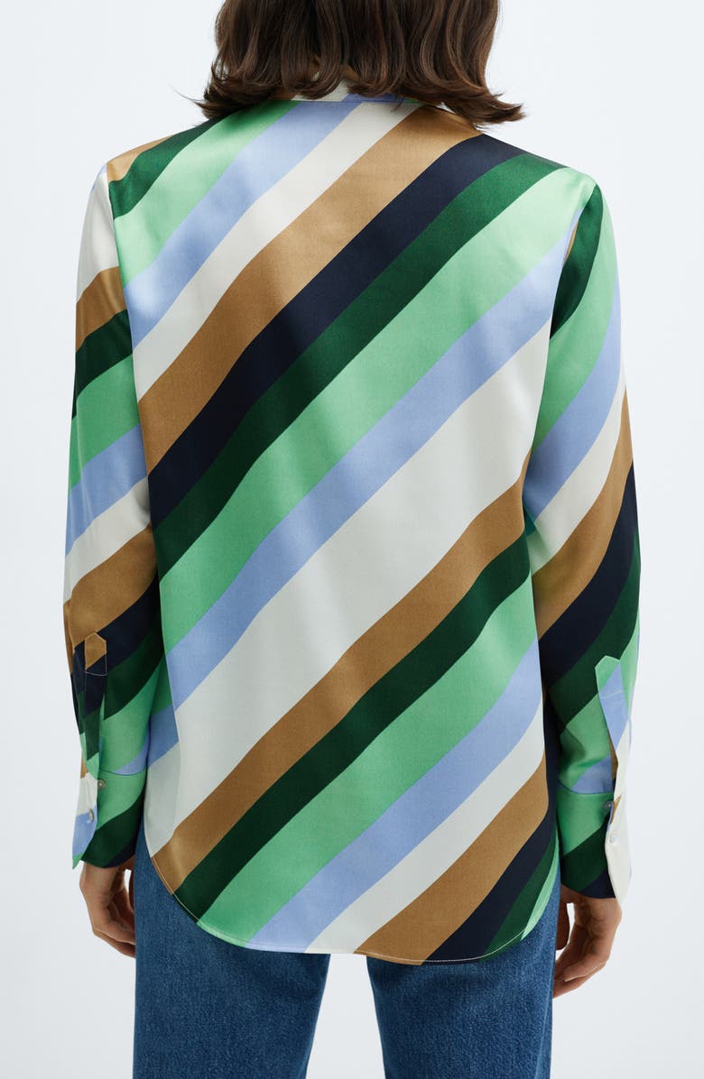 MANGO Verdi Stripe Satin Button-Up Shirt, Alternate, color, 