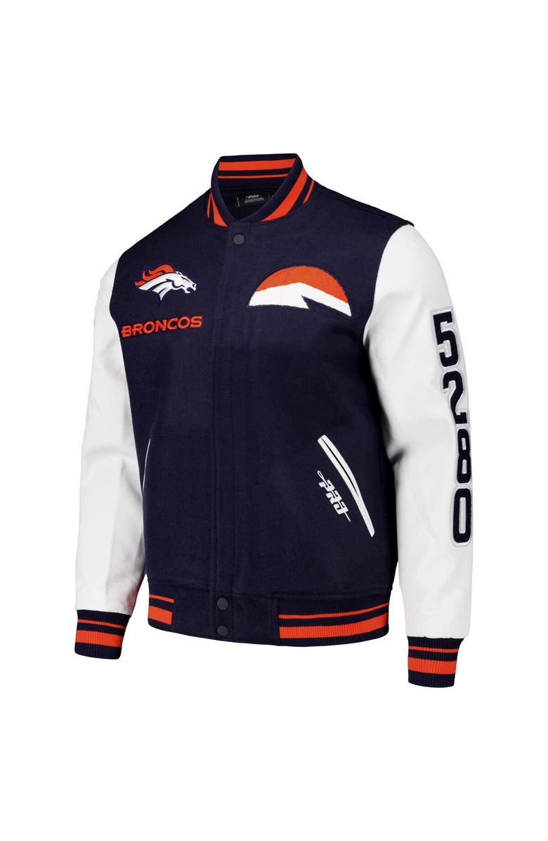 PRO STANDARD Men's Pro Standard  Navy Denver Broncos Classic Wool Varsity Full-Snap Jacket, Alternate, color, 