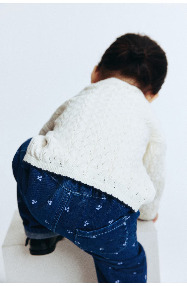 H&M Cotton Trousers, Alternate, color, Dark Denim Blue/Cherries