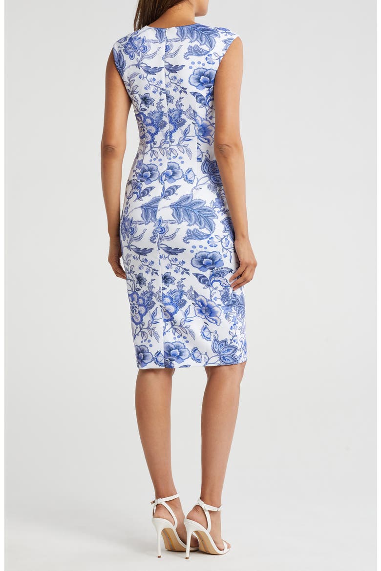 Floral Sleeveless Scuba Knit Body-Con Dress, Alternate, color, BLUE
