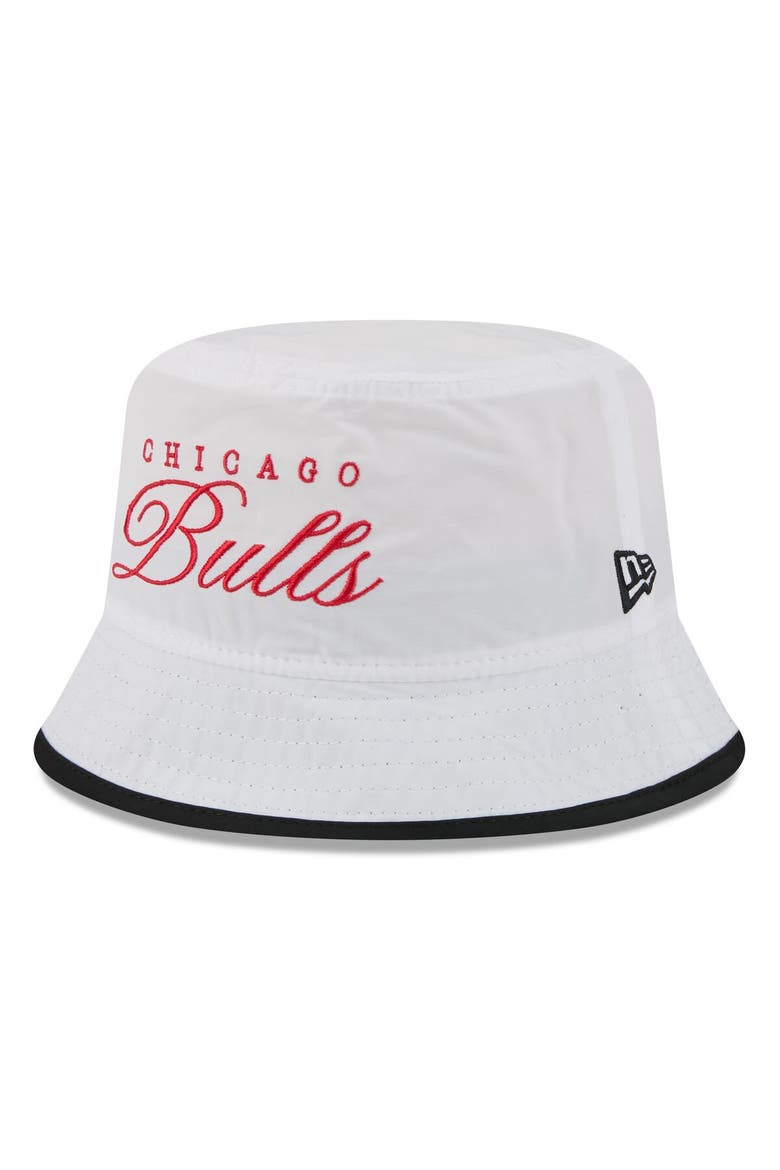 Men's New Era White/Black Chicago Bulls 2025 NBA Draft Nylon Bucket Hat, Alternate, color, White