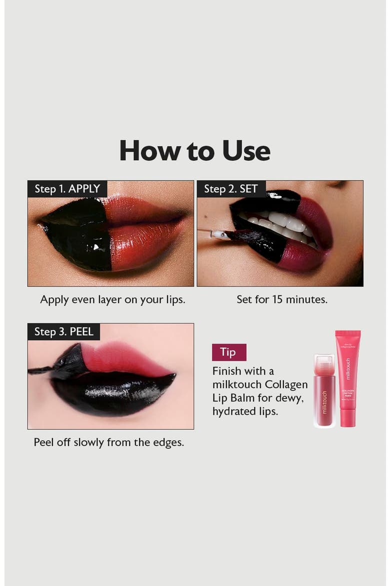 Black Peel Off Lip Tattoo Tint, Alternate, color, BLACK FIG