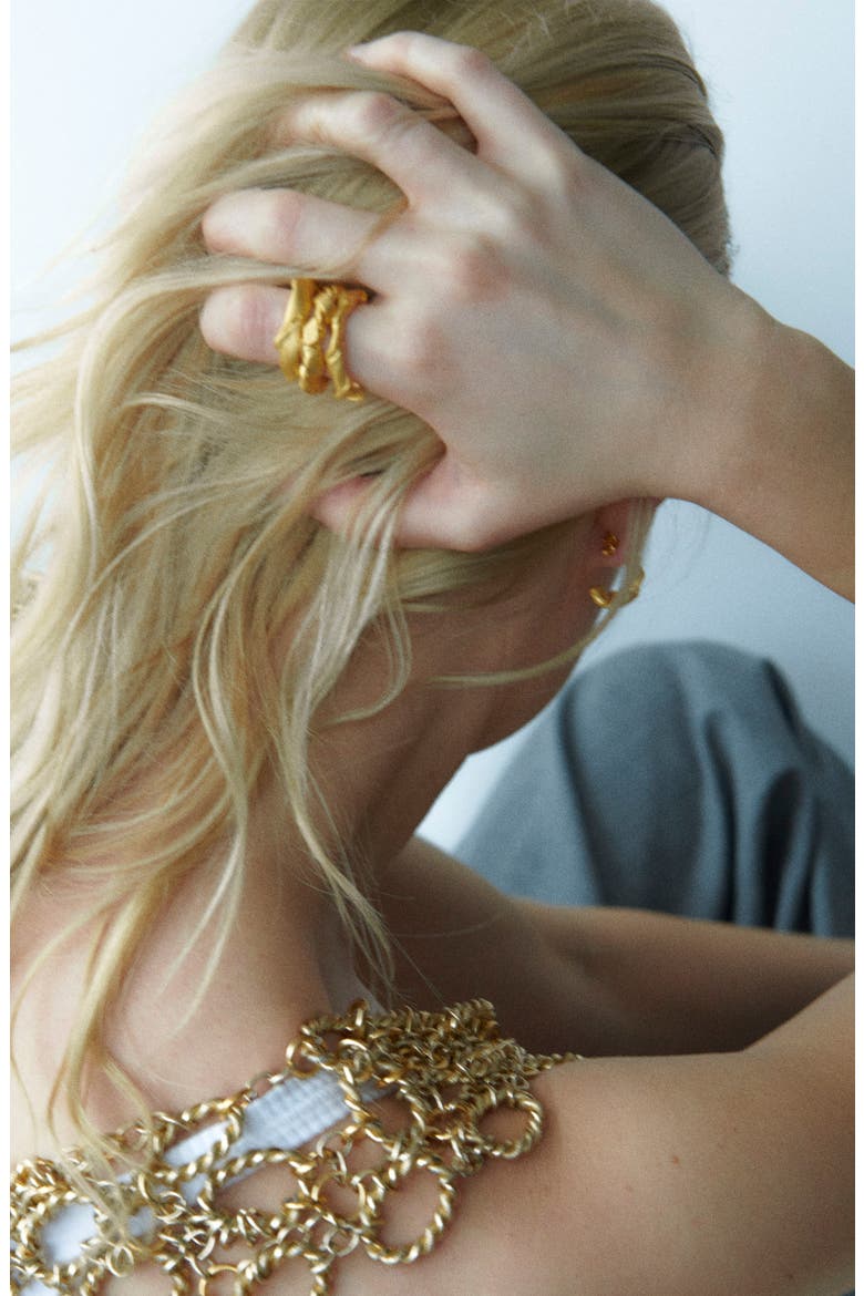 Tumbled Hoop Earrings, Alternate, color, 18CT GOLD PLATED