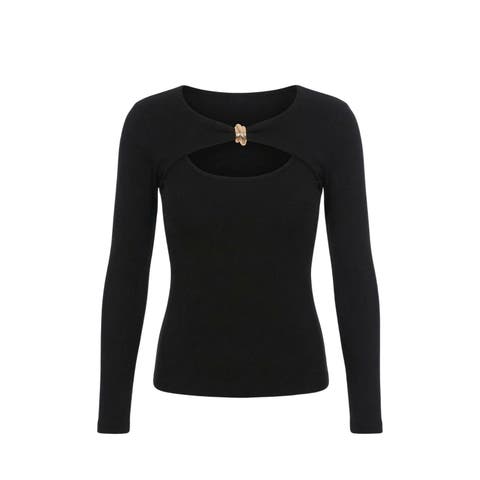 Detail Cutout Long Sleeve Stretch Mila Top