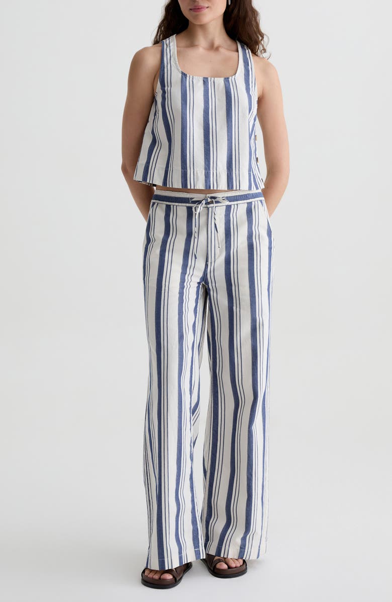 AG Alpha Stripe Crop Cotton & Linen Tank, Alternate, color, Line Up