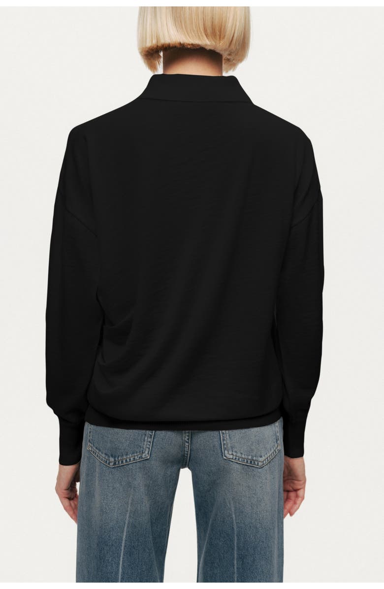 Nocturne Relaxed Polo Knit Sweater, Alternate, color, Black