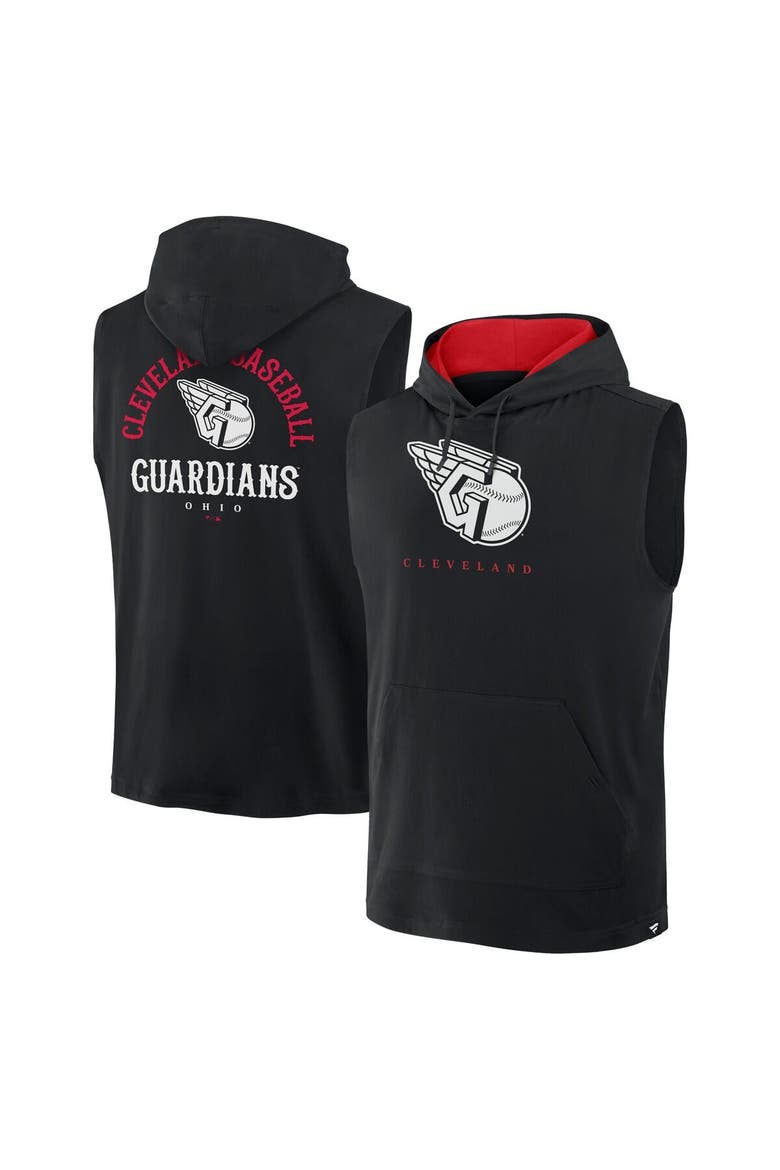 Men's Fanatics Black Cleveland Guardians Fire Speed Sleeveless Pullover Hoodie, Main, color, Black