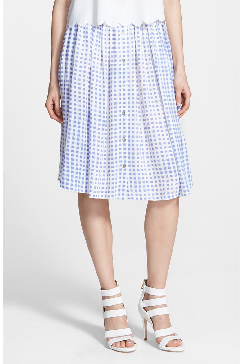 Gingham Midi Skirt, Main, color, JACARANDA BLUE