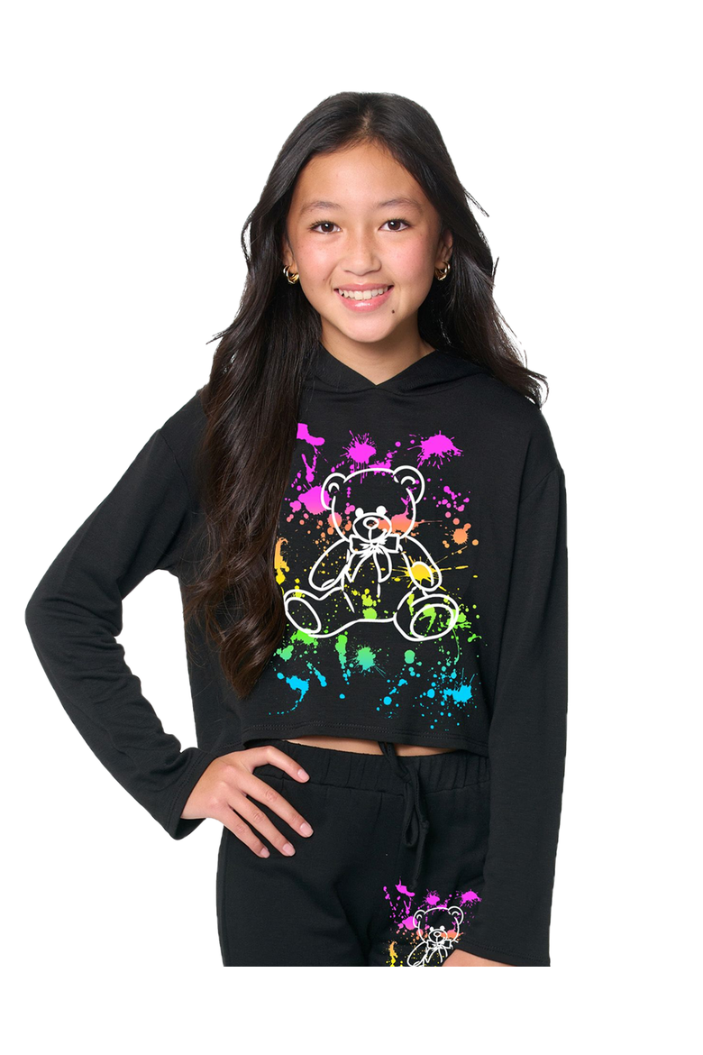Crop sweatshirt with screen - Little kid, Alternate, color, Black Paint
