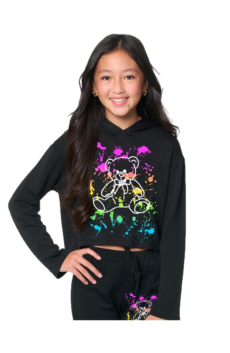 Malibu Sugar Crop sweatshirt with screen - Little kid, Alternate, color, Black Paint