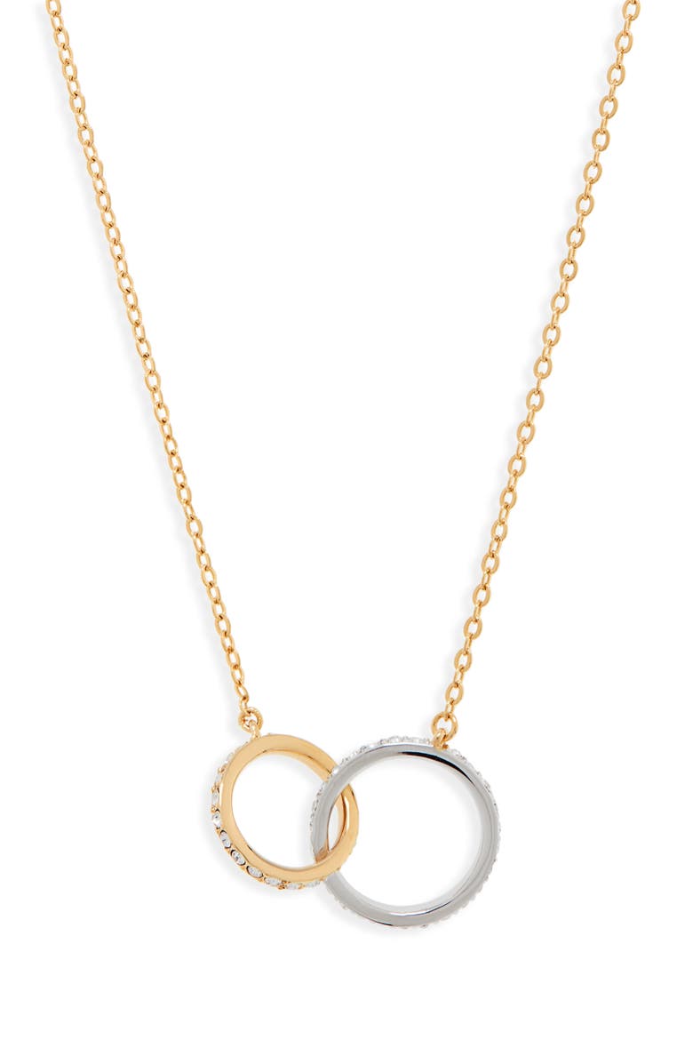 Infinity Link Short Necklace, Main, color, CLEAR- GOLD- SILVER