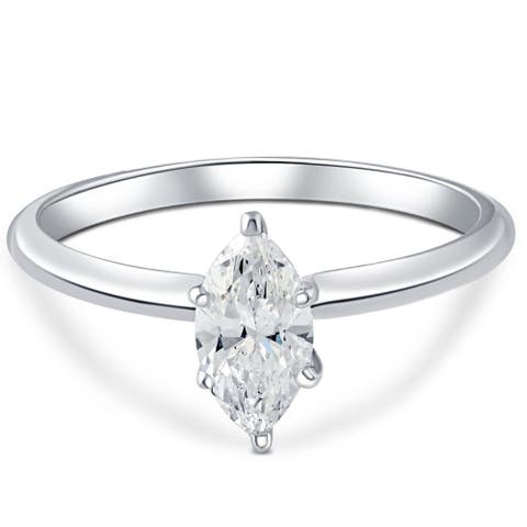 Platinum .72Ct Marquise Natural Certified Diamond Solitaire Engagement Ring